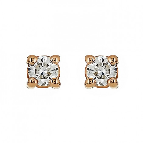 Σκουλαρίκια Μονόπετρα με Διαμάντια Ροζ Χρυσός Κ18 - 09026