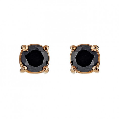 Σκουλαρίκια Μονόπετρα με Μαύρα Διαμάντια Ροζ Χρυσός Κ18 - 09028B