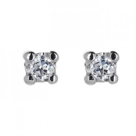 Σκουλαρίκια Μονόπετρα με Διαμάντια Λευκόχρυσος Κ18 - 31100