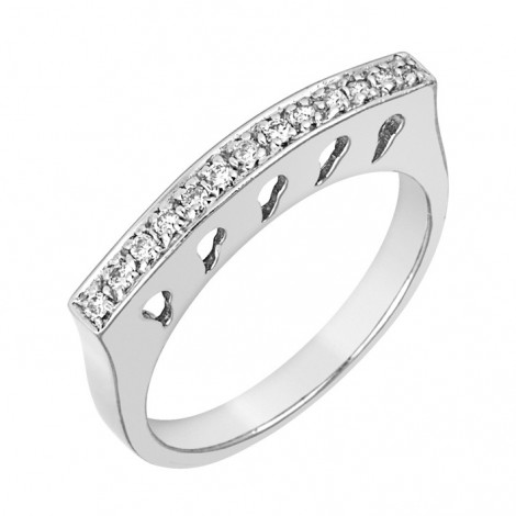 Δαχτυλίδι Μισόβερο με Διαμάντια Λευκόχρυσος Κ18 - 90655
