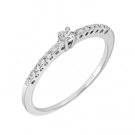Δαχτυλίδι Μισόβερο με Διαμάντια Λευκόχρυσος Κ18 - 91146