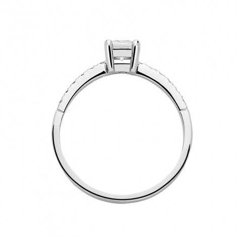 Δαχτυλίδι Μονόπετρο με Διαμάντια Λευκόχρυσος Κ18 - 13075