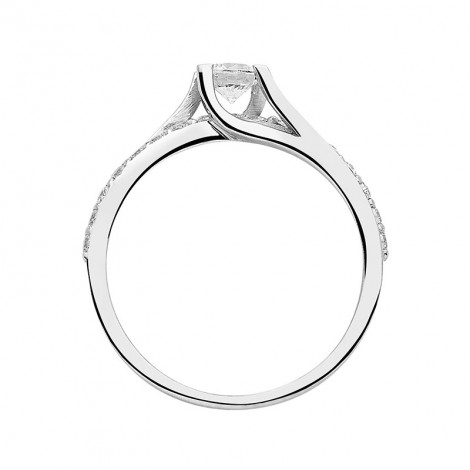 Δαχτυλίδι Μονόπετρο με Διαμάντια Λευκόχρυσος Κ18 - 13063