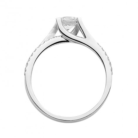 Δαχτυλίδι Μονόπετρο με Διαμάντια Λευκόχρυσος Κ18 - 13067