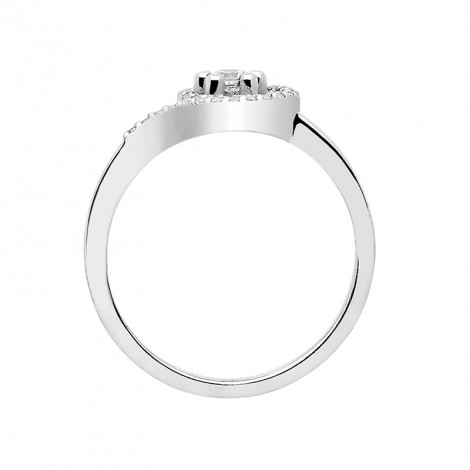 Δαχτυλίδι Μονόπετρο με Διαμάντια Λευκόχρυσος Κ18 - 13065