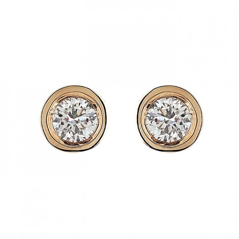 Σκουλαρίκια Μονόπετρα με Διαμάντια Ροζ Χρυσός Κ18 - 10000