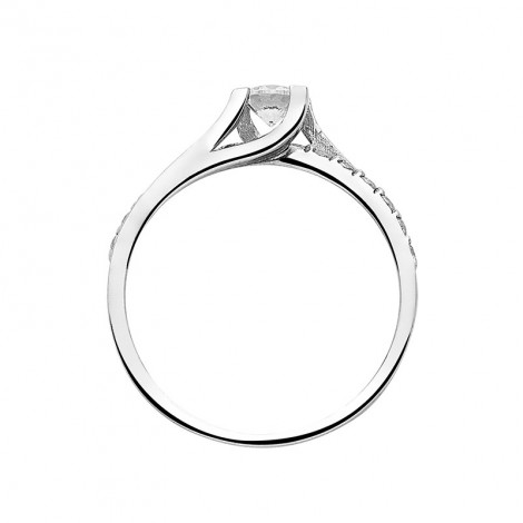 Δαχτυλίδι Μονόπετρο με Διαμάντια Λευκόχρυσος Κ18 - 13084