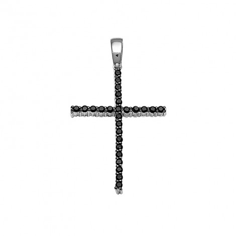 Σταυρός με Διαμάντια Διπλής Όψης Λευκόχρυσος Κ18 - 13081B