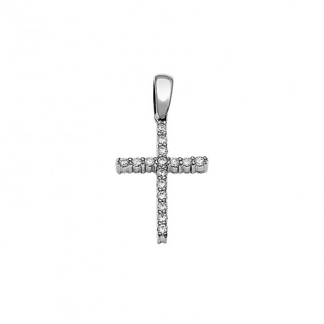 Σταυρός με Διαμάντια Διπλής Όψης Λευκόχρυσος Κ18 - 13089