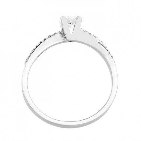Δαχτυλίδι Μονόπετρο με Διαμάντια Λευκόχρυσος Κ18 - 16010