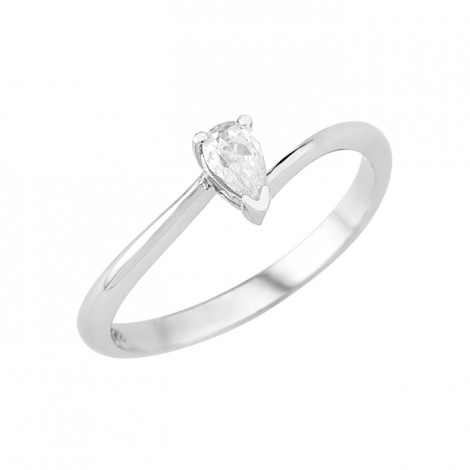 Δαχτυλίδι Μονόπετρο με Διαμάντι Πουάρ Λευκόχρυσος Κ18 - 16005