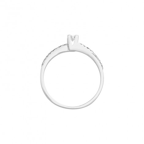 Δαχτυλίδι Μονόπετρο με Διαμάντια Λευκόχρυσος Κ18 - 16011