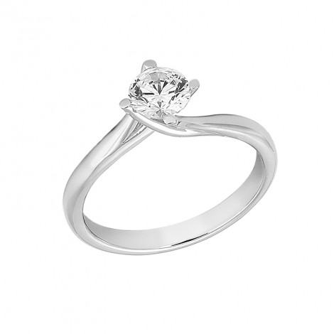 Δαχτυλίδι Μονόπετρο με Διαμάντι Λευκόχρυσος Κ18 - 130196R