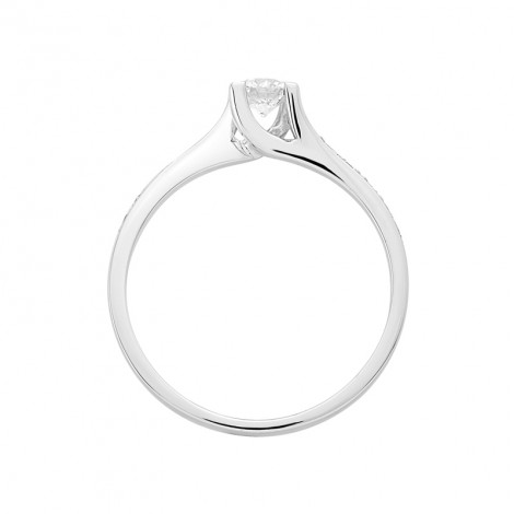 Δαχτυλίδι Μονόπετρο με Διαμάντια Λευκόχρυσος Κ18 - 16028