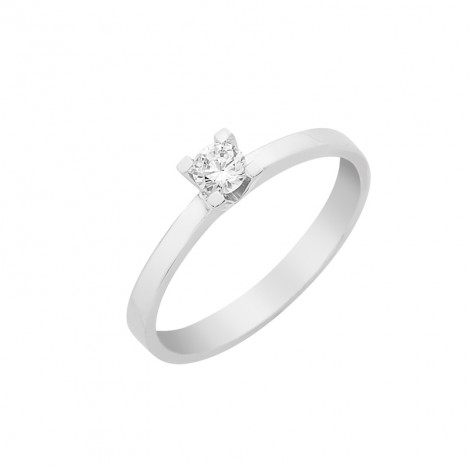 Δαχτυλίδι Μονόπετρο με Διαμάντι Λευκόχρυσος Κ18 - 16029