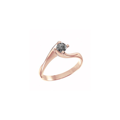Δαχτυλίδι Μονόπετρο με Μαύρο Διαμάντι Ροζ Χρυσός K18 - 06402BL0