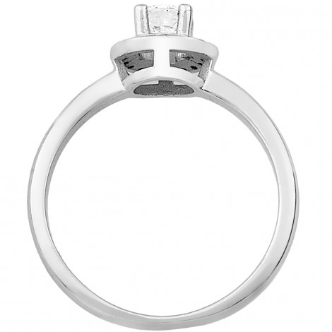 Δαχτυλίδι Μονόπετρο με Διαμάντια Λευκόχρυσος Κ18 - 16037