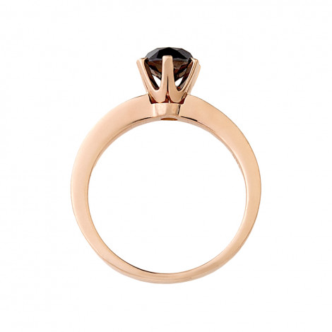 Δαχτυλίδι Μονόπετρο με Μαύρο Διαμάντι Ροζ Χρυσός Κ18 - 11057BL