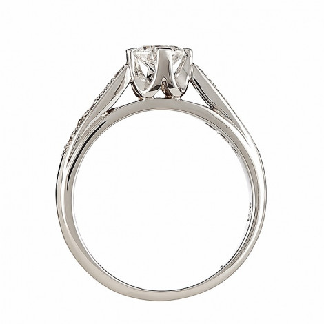 Δαχτυλίδι Μονόπετρο με Διαμάντια Λευκόχρυσος Κ18 - 063931R