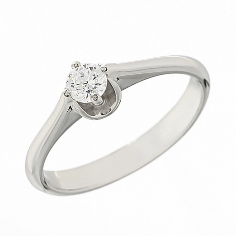 Δαχτυλίδι Μονόπετρο με Διαμάντι Λευκόχρυσος Κ18 - 07015