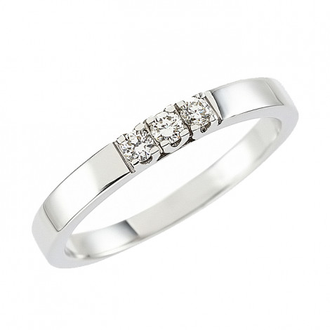 Δαχτυλίδι Μισόβερο με Διαμάντια Λευκόχρυσος Κ18 - 070443R