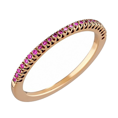 Δαχτυλίδι Μισόβερο με Ροζ Ζαφείρια Ροζ Χρυσός Κ18 - 08162PS