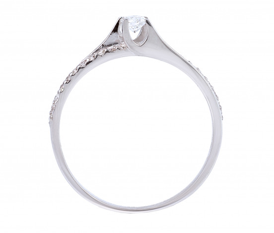 Δαχτυλίδι Μονόπετρο με Διαμάντια Λευκόχρυσος Κ18 - 13040