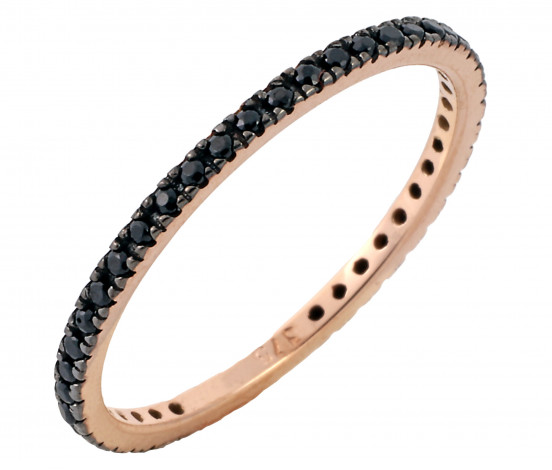 Δαχτυλίδι Ολόβερο με Μαύρα Ζιργκόν Ροζ Χρυσός Κ9 - 16061P