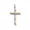 Σταυρός με Ζιργκόν Χρυσός και Λευκόχρυσος Κ14 - 13085CZ